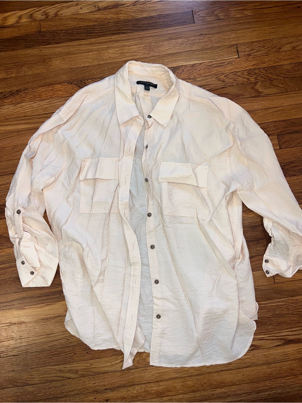 Banana Republic Cream Button-Up Shirt Size L